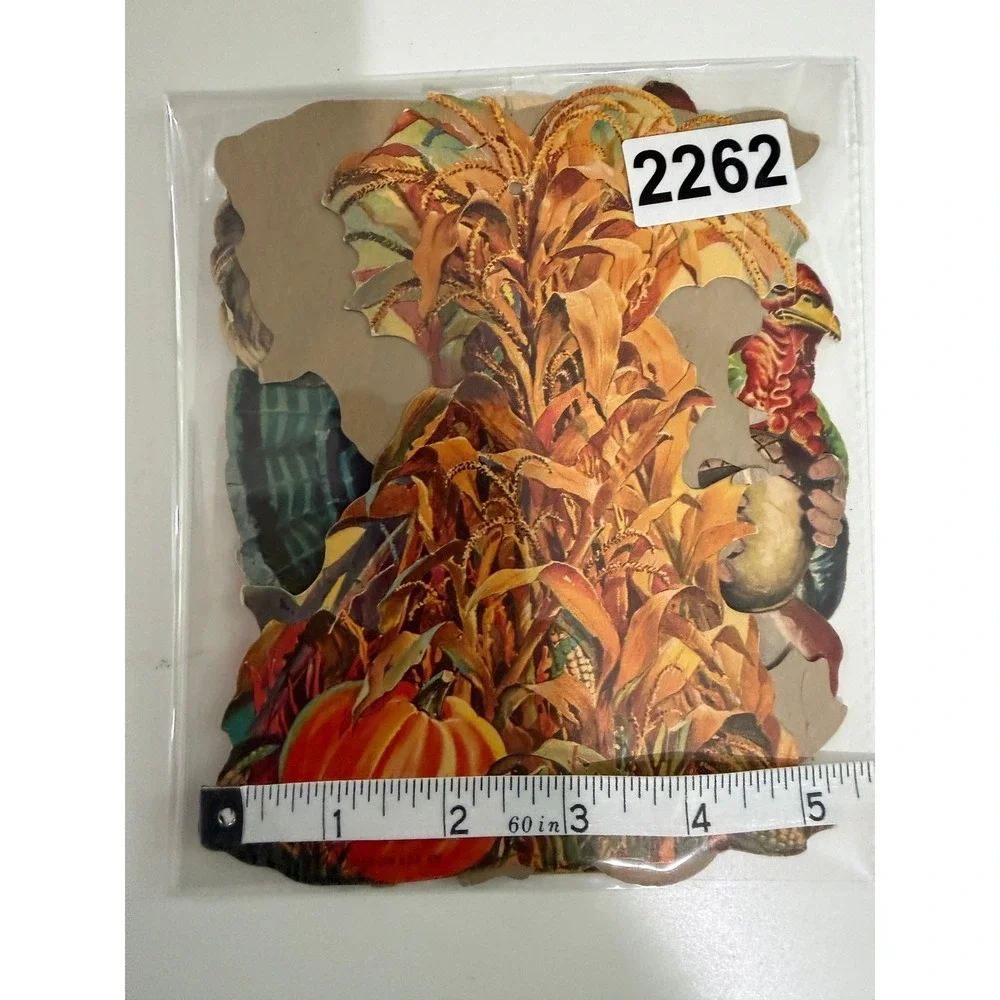 VTG Dennison Thanksgiving Die Cut Decorations  Multicolor Holiday Decor 4pc